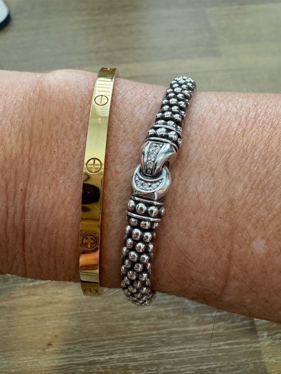 LAGOS Jewelry - LAGOS Silver Beaded Bracelet with diamonds.